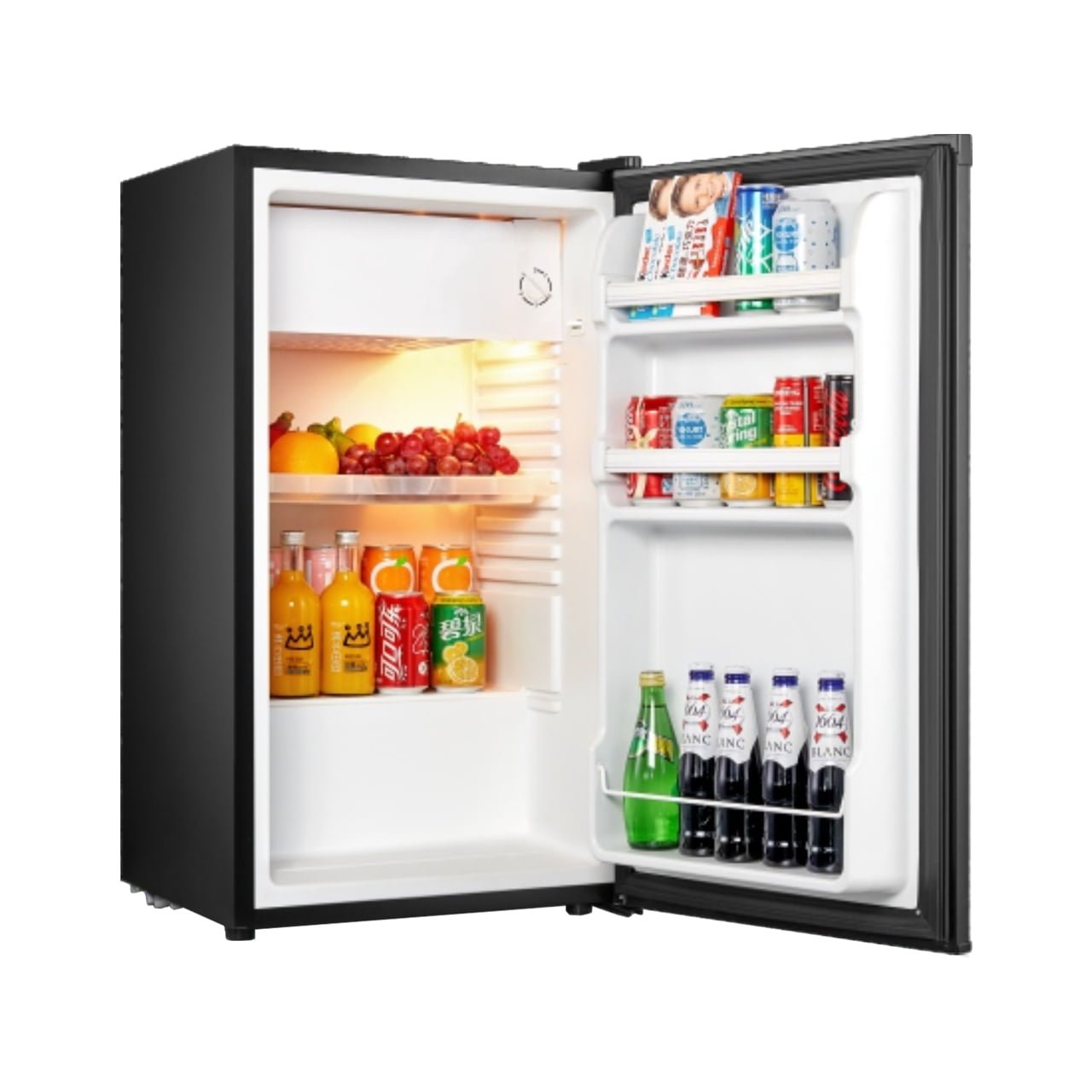 compressor minibar 72L interior storage hotel fridge open