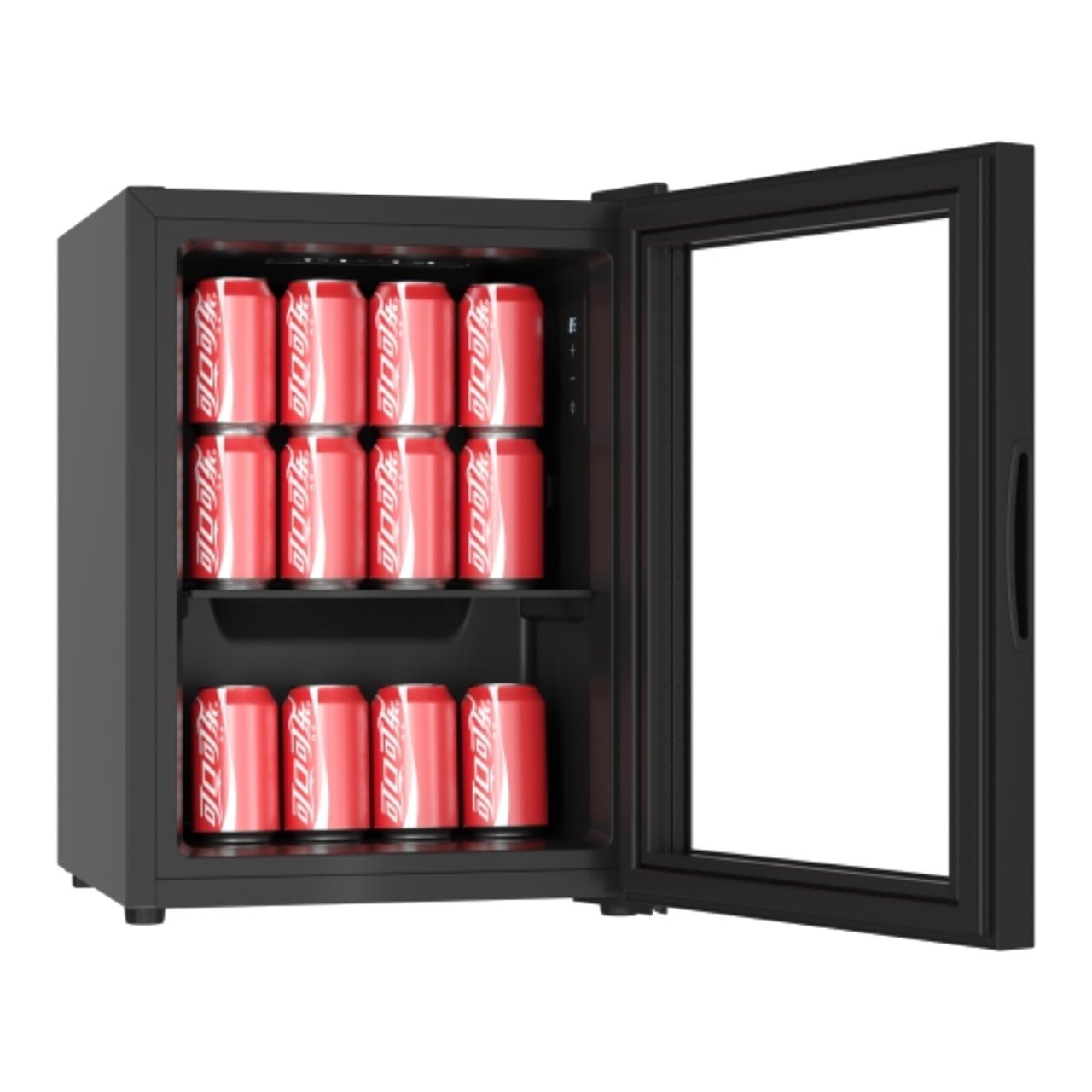 glass door mini bar 37L open door interior storage