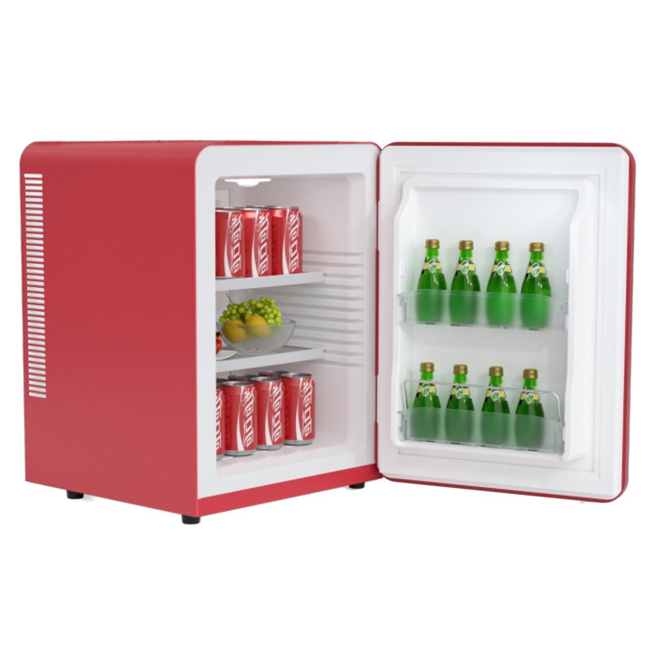 silent retro mini bar open door interior beverage storage